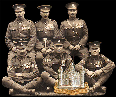 WOs and NCOs of the Cambs Regt with their medals.